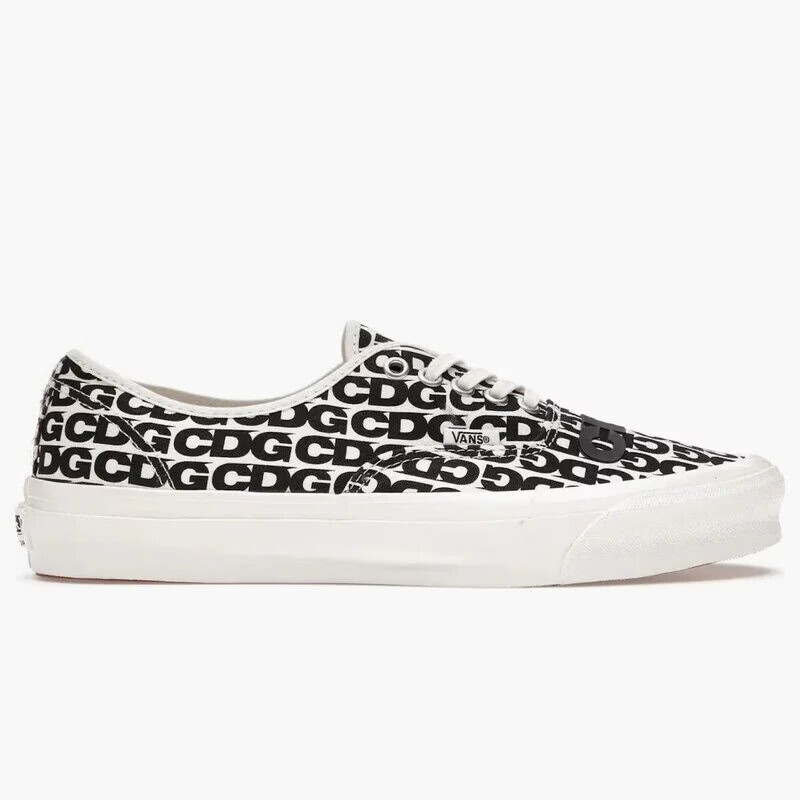 vans authentic x cdg languette en caoutchouc noir