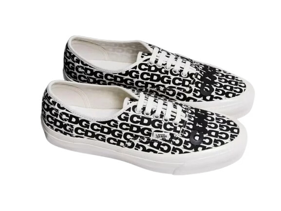 vans authentic x cdg languette en caoutchouc noir