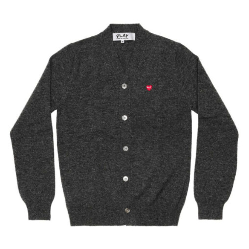 cardigan homme play avec petit cŒur rouge gris