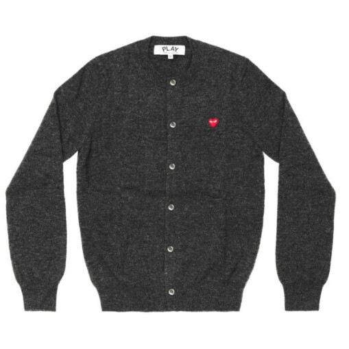 cardigan femme play avec petit cŒur rouge gris