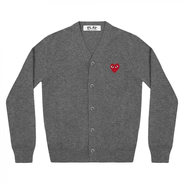 cardigan homme play red emblem gris