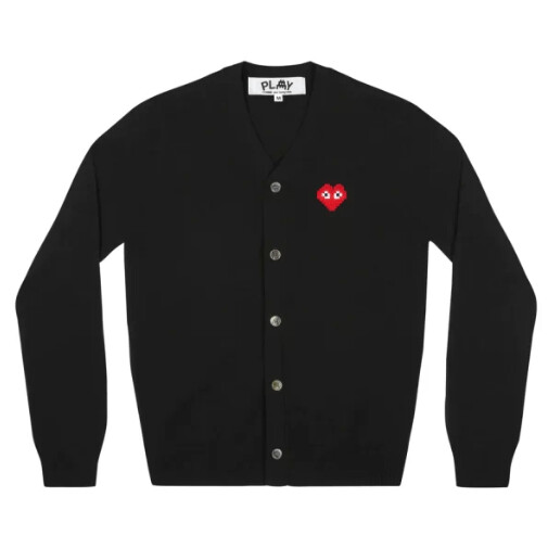 cardigan homme play invader emblem noir
