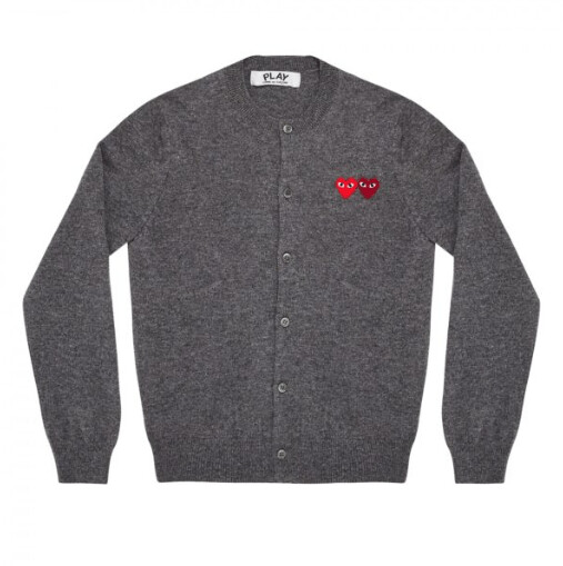 cardigan femme play avec double emblÈmes gris