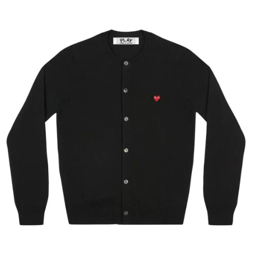 cardigan femme cdg avec petit cŒur rouge noir