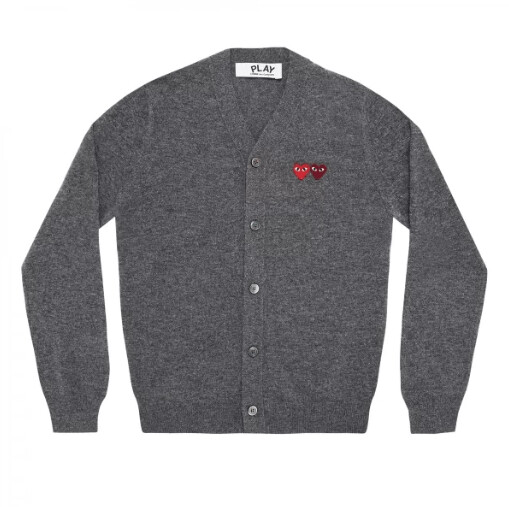 cardigan homme play avec double emblÈmes gris
