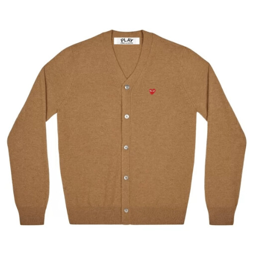 cardigan homme play avec petit cŒur rouge marron