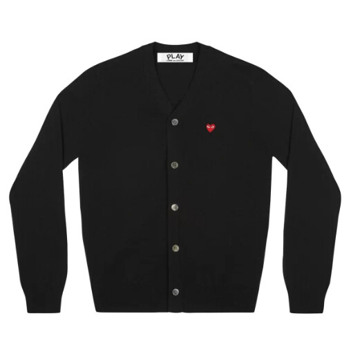 cardigan homme play avec petit cŒur rouge noir