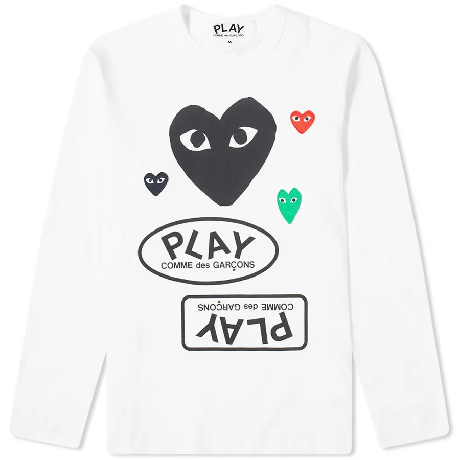 cdg play manches longues logo multi blanc noir