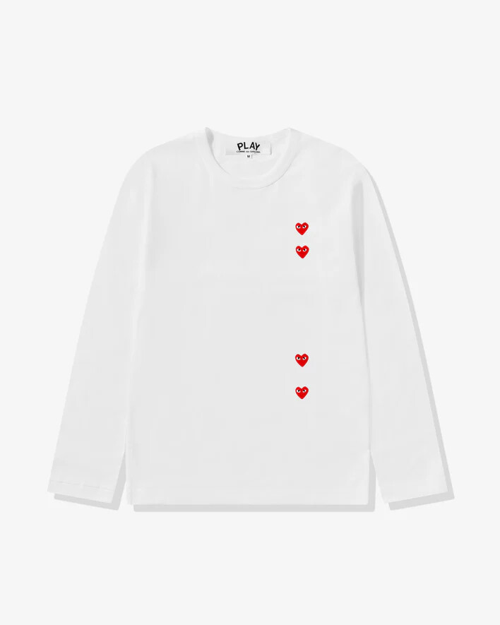 t-shirt à manches longues play multi red heart blanc