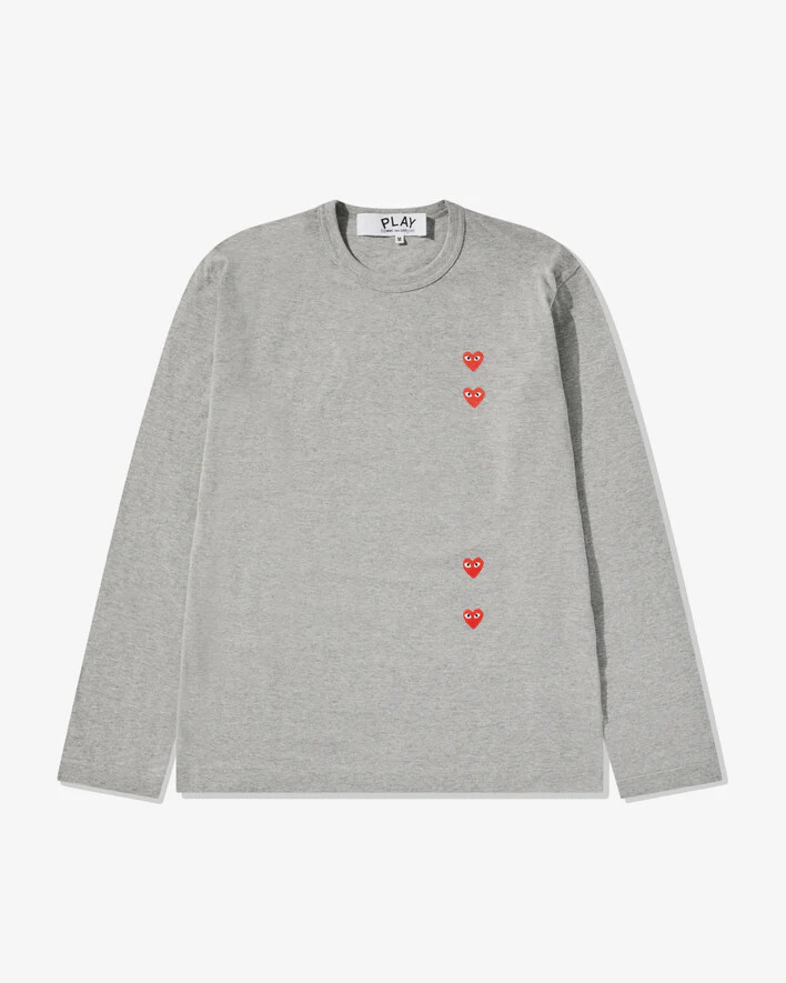 t-shirt à manches longues play multi red heart gris