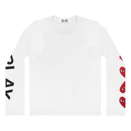 cdg play 4 heart manches longues blanches