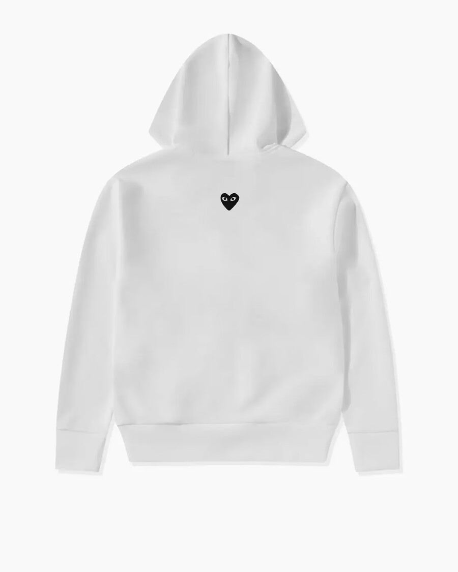 sweat à capuche unisexe cdg reverse black heart zip et blanc