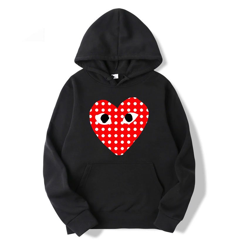 sweat à capuche blanc à pois comme des garçons