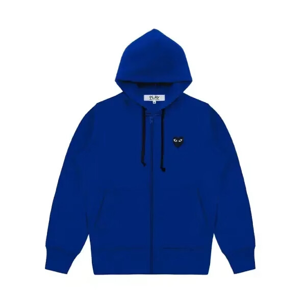 sweat à capuche zippé bleu cdg avec grand cœur