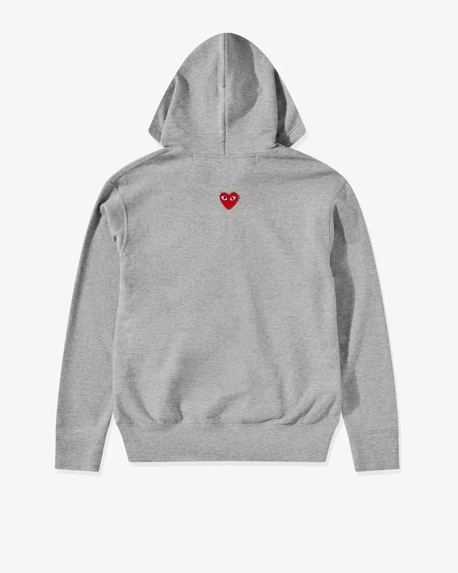 sweat à capuche zippé play cdg unisexe à cœur rouge inversé gris