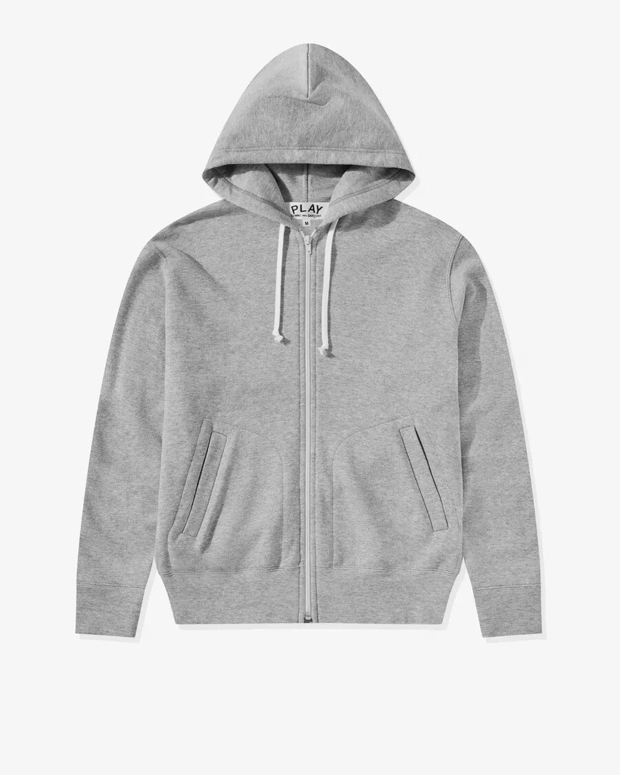 sweat à capuche zippé play cdg unisexe à cœur rouge inversé gris