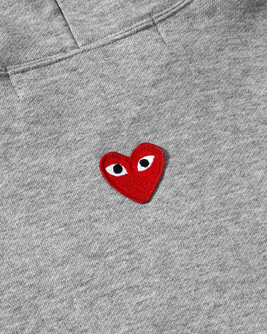 sweat à capuche zippé play cdg unisexe à cœur rouge inversé gris
