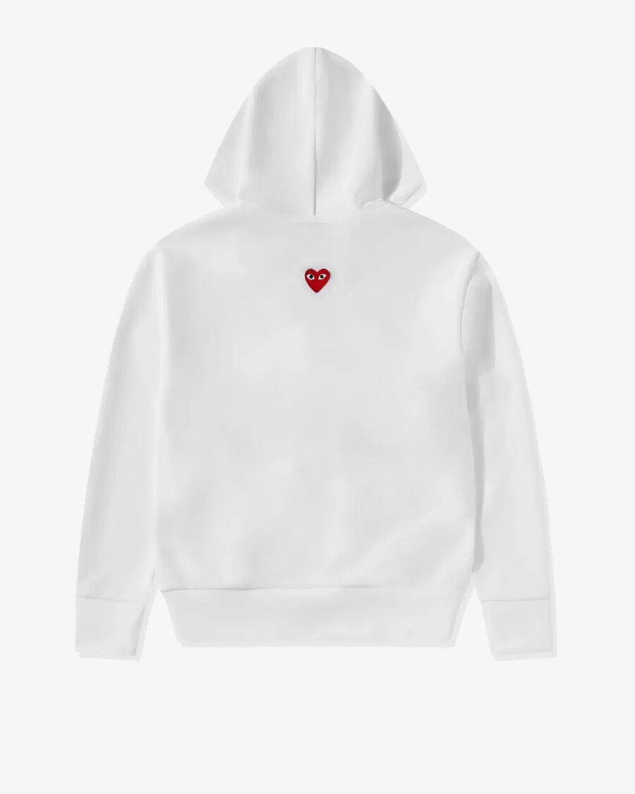 sweat à capuche zippé unisexe play cdg reverse red heart blanc