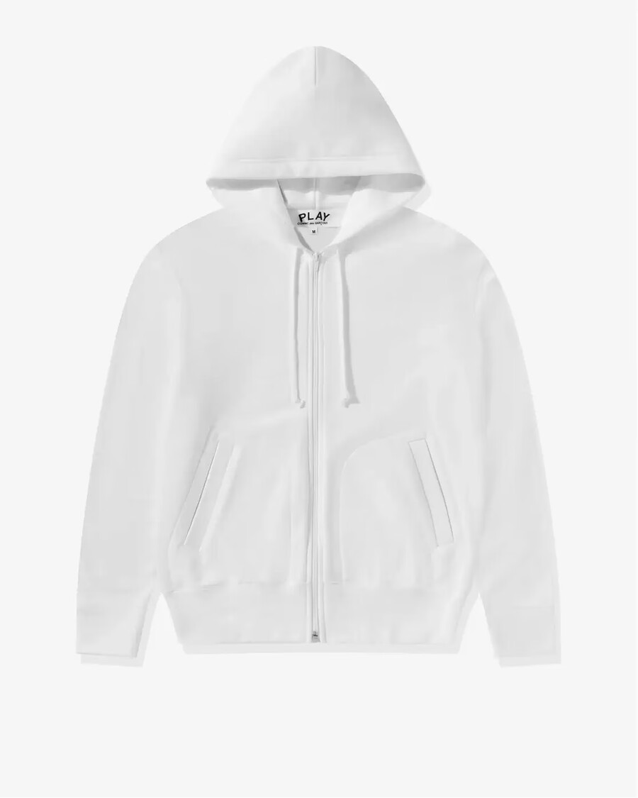 sweat à capuche zippé unisexe play cdg reverse red heart blanc