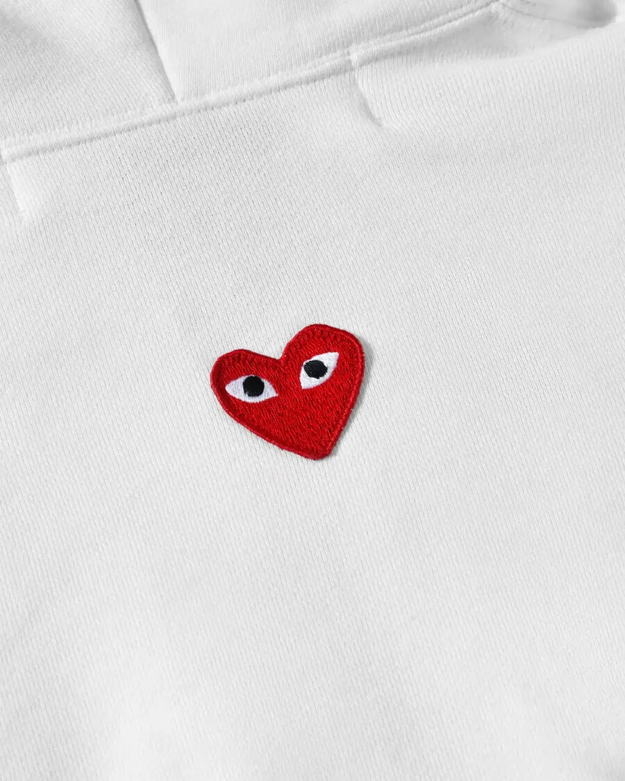 sweat à capuche zippé unisexe play cdg reverse red heart blanc