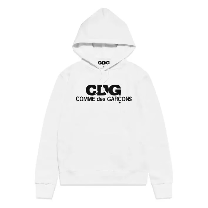 comme des garcons cdg logo hoodie white
