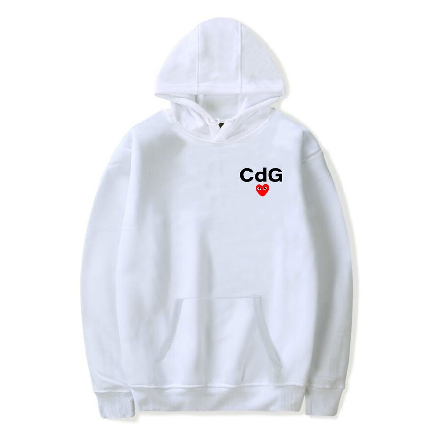 sweat à capuche cdg avec petit logo et cœur