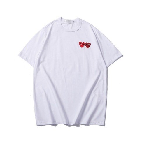 comme des garcons chemise blanche double coeur