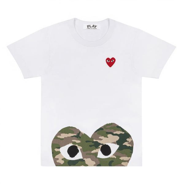 t-shirt blanc play avec demi-cŒur imprimÉ camouflage