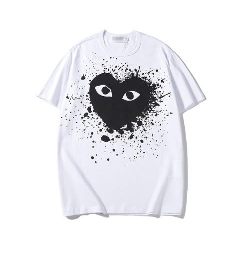 comme des garcons paint heart white shirt
