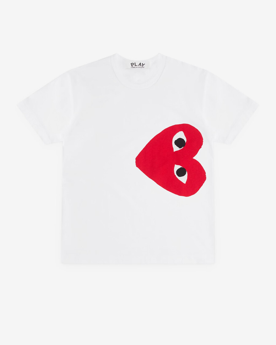 t-shirt play side heart blanc