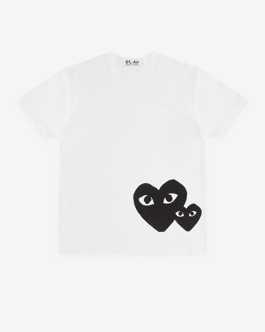 t-shirt play double heart blanc