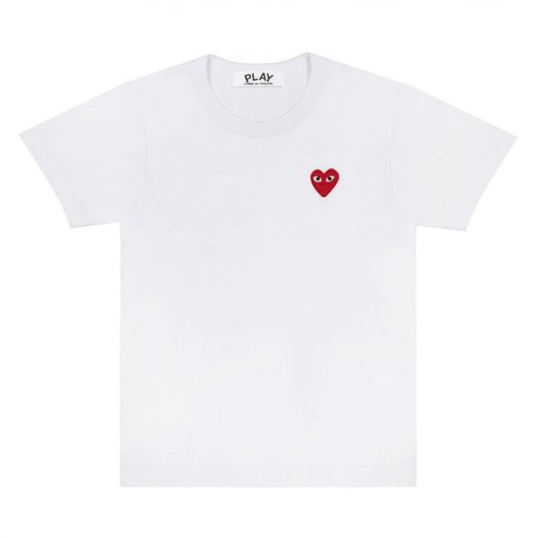 t-shirt play basic red emblem blanc