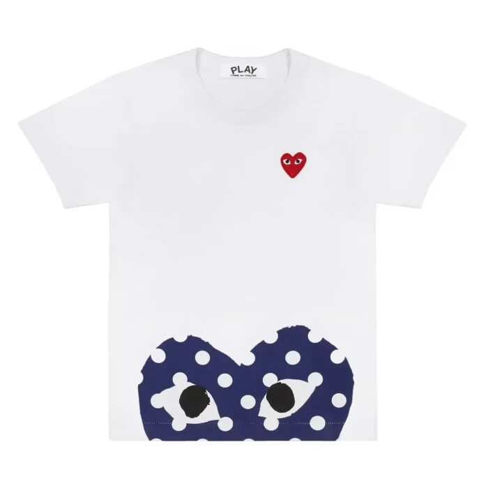 t-shirt cdg blanc à pois et cœur