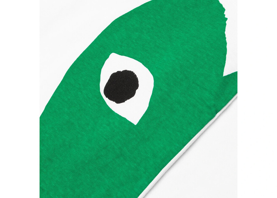 t-shirt blanc cdg play green emblem heart