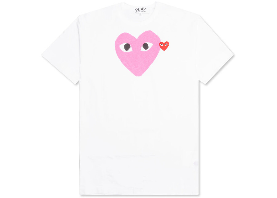 t-shirt cdg play red emblem heart blancrose