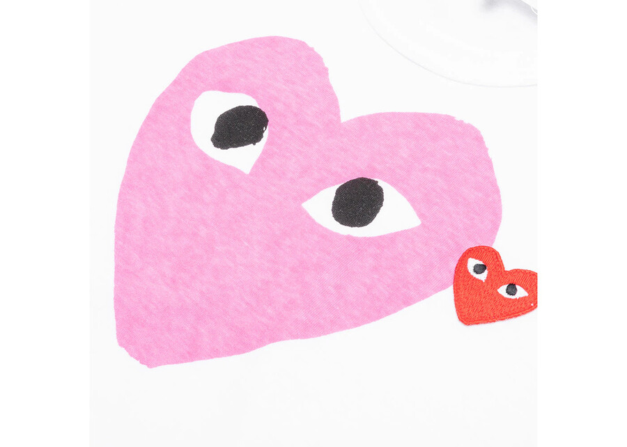 t-shirt cdg play red emblem heart blancrose