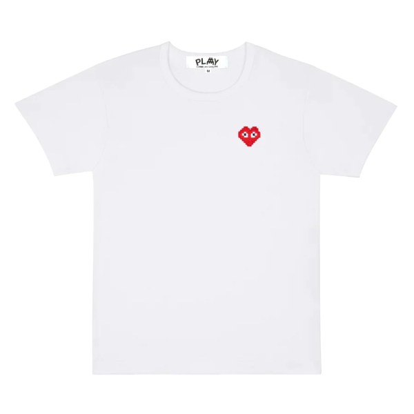 t-shirt play basic invaders red emblem blanc