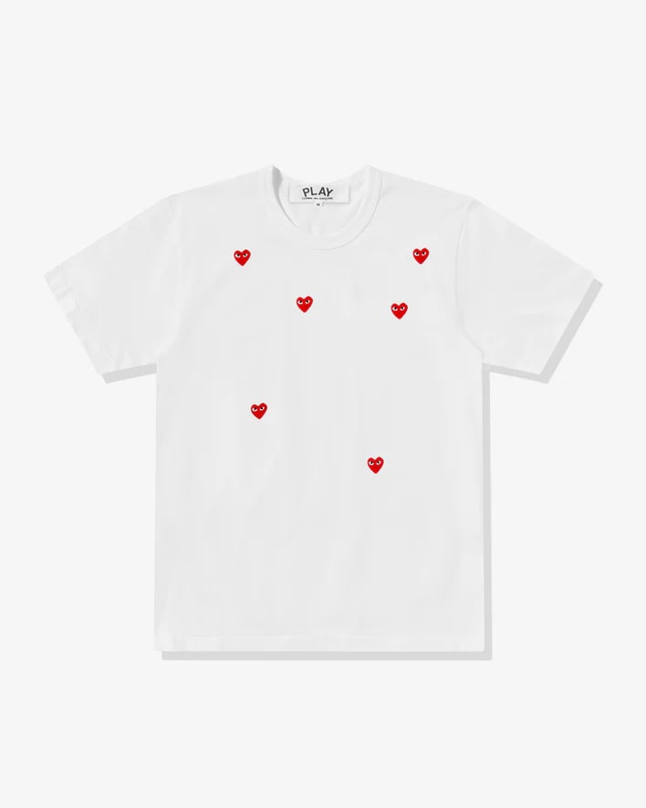t-shirt blanc play multi red heart logo