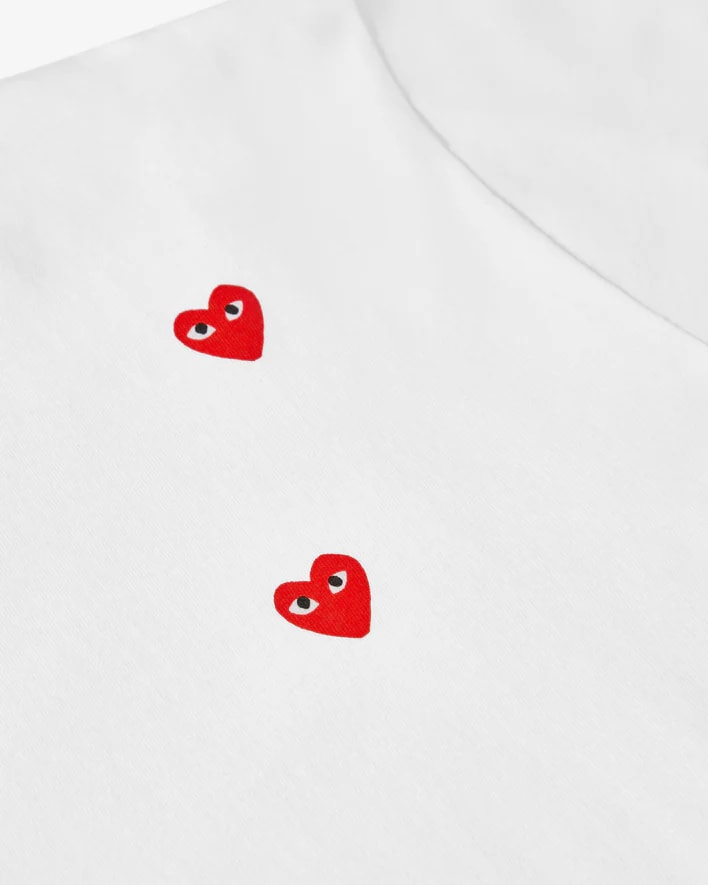 t-shirt blanc play multi red heart logo