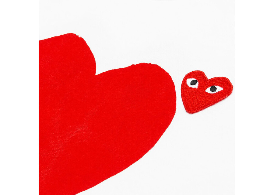 t-shirt cdg play red emblem no eyes blanc