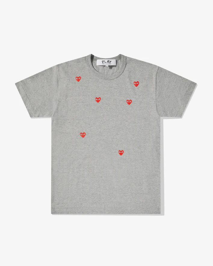 t-shirt gris play multi red heart logo