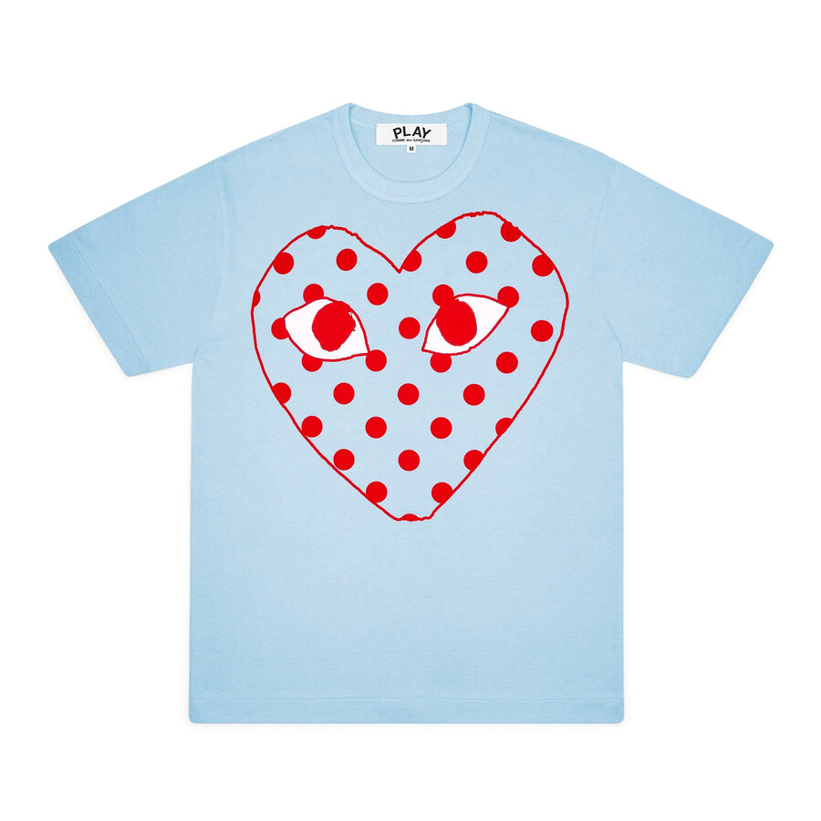 t-shirt « cœur à pois lumineux » bleu