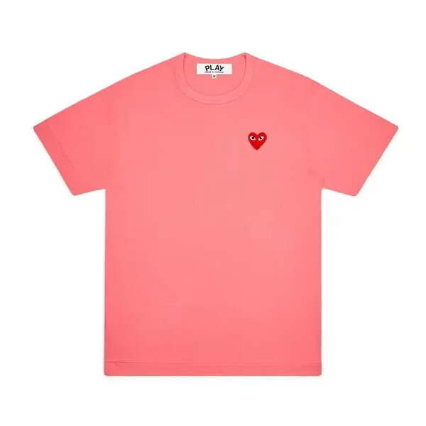 t-shirt rose cdg avec mini cœur rouge