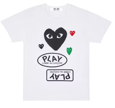 t-shirt cdg play multi logo black heart blanc
