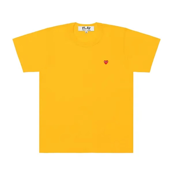 t-shirt jaune cdg avec mini cœur rouge