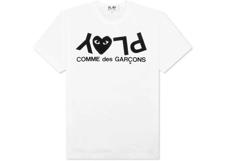 t-shirt blanc cdg play à texte inversé