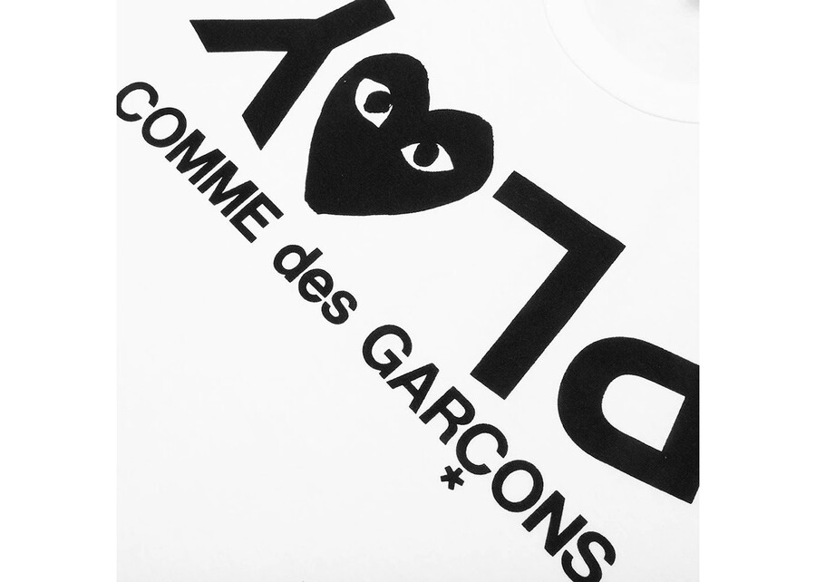 t-shirt blanc cdg play à texte inversé