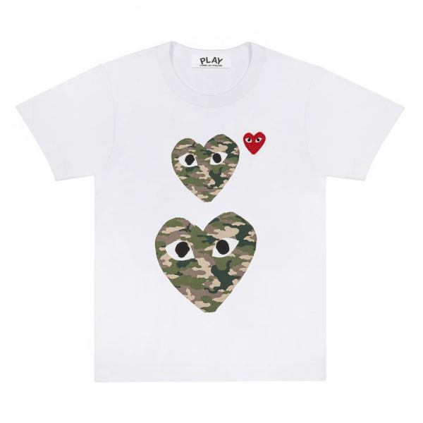 t-shirt blanc play avec imprimÉ camouflage petits et grands cŒurs