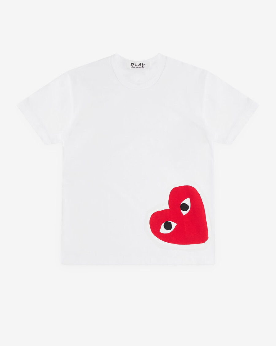 t-shirt play coin cœur blanc