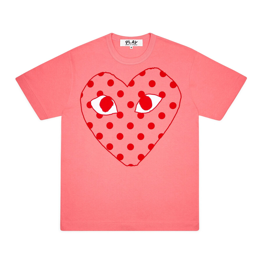 t-shirt « cœur à pois lumineux » rose